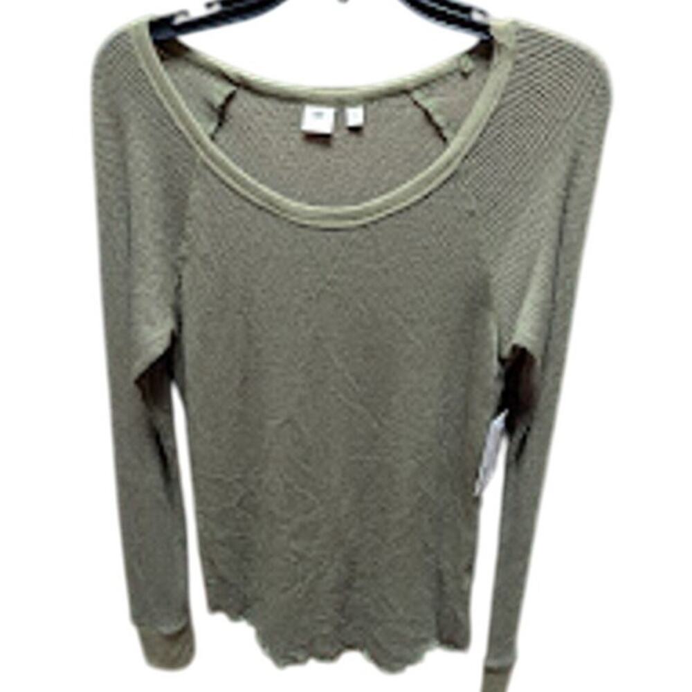 BP. Thermal Long Sleeve Lettuce Edge Crew T-Shirt Top layering SAGE SMALL